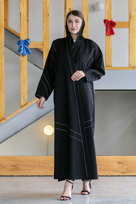 عباية كتان بخيوط اوف وايت